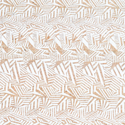 White Geometric Diamond Print Cork Fabric With Beige Backing 0.87Mm Thickness Cof-537 Cork Fabric