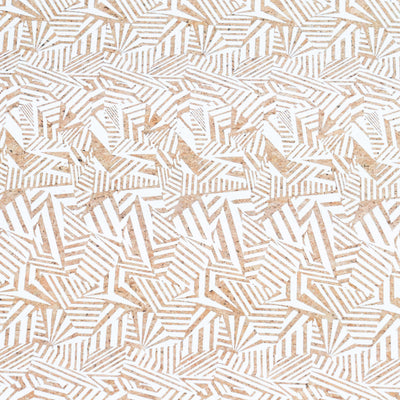 White Geometric Diamond Print Cork Fabric With Beige Backing 0.87Mm Thickness Cof-537 Cork Fabric