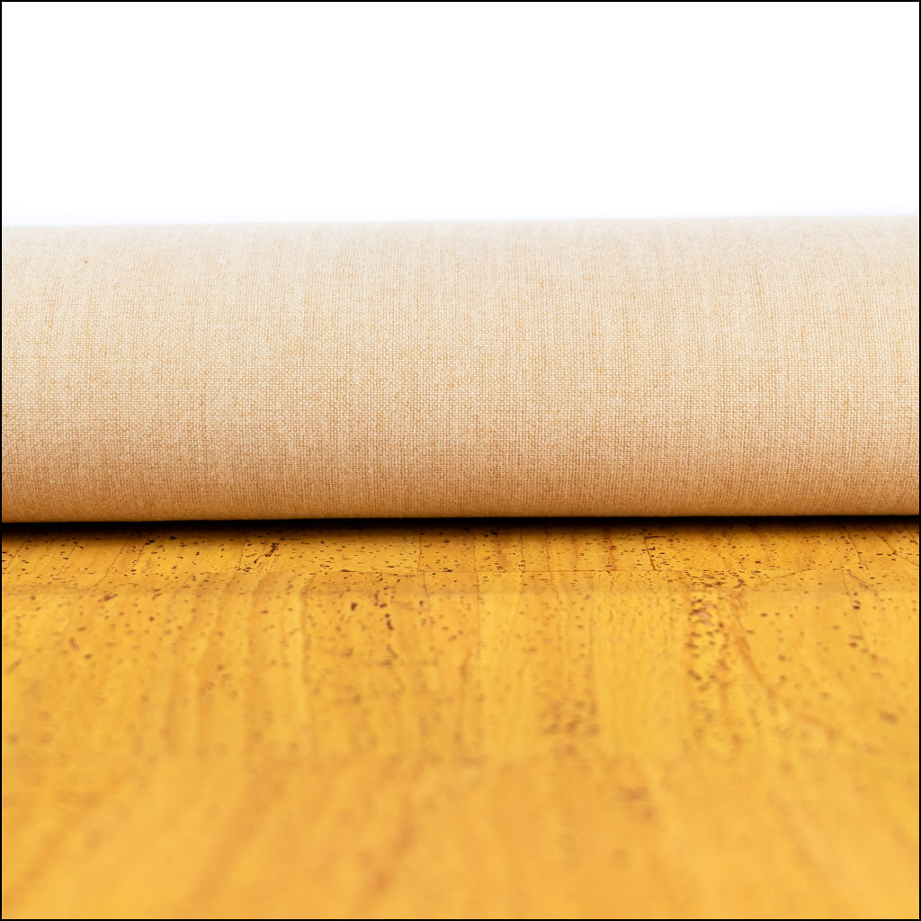Yellow Solid Cork Fabric With Beige Backing 0.79Mm Thickness Cof - 528 - B Cork Fabric