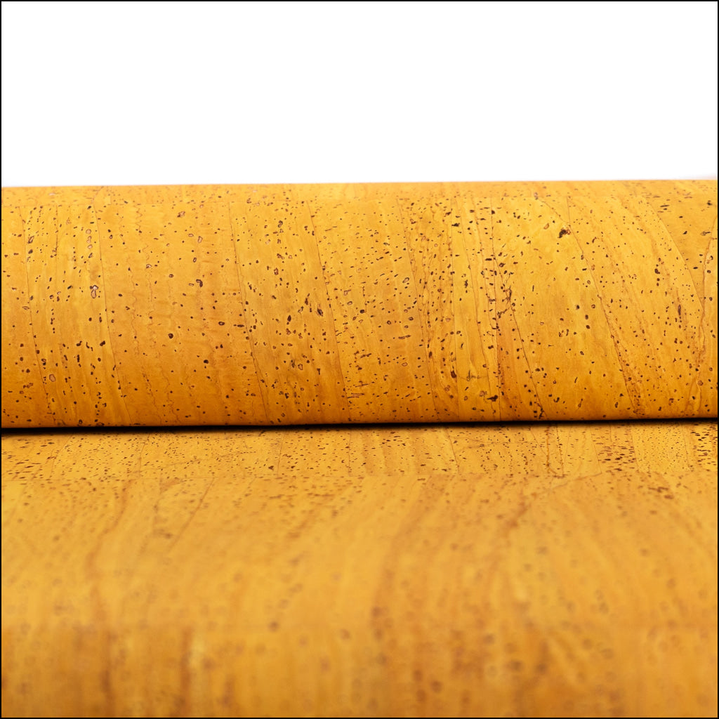 Yellow Solid Cork Fabric With Beige Backing 0.79Mm Thickness Cof - 528 - B Cork Fabric