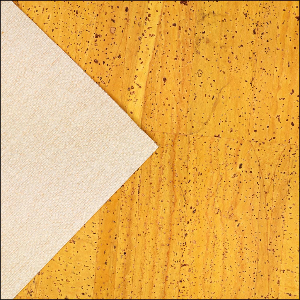 Yellow Solid Cork Fabric With Beige Backing 0.79Mm Thickness Cof - 528 - B Cork Fabric