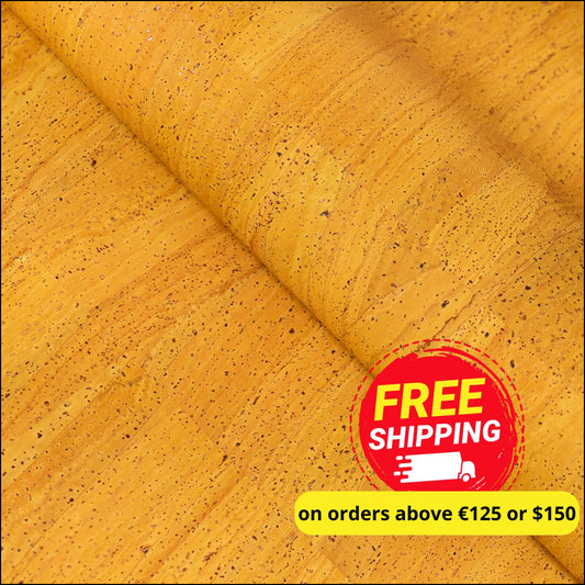 Yellow Solid Cork Fabric With Beige Backing 0.79Mm Thickness Cof - 528 - B Cork Fabric