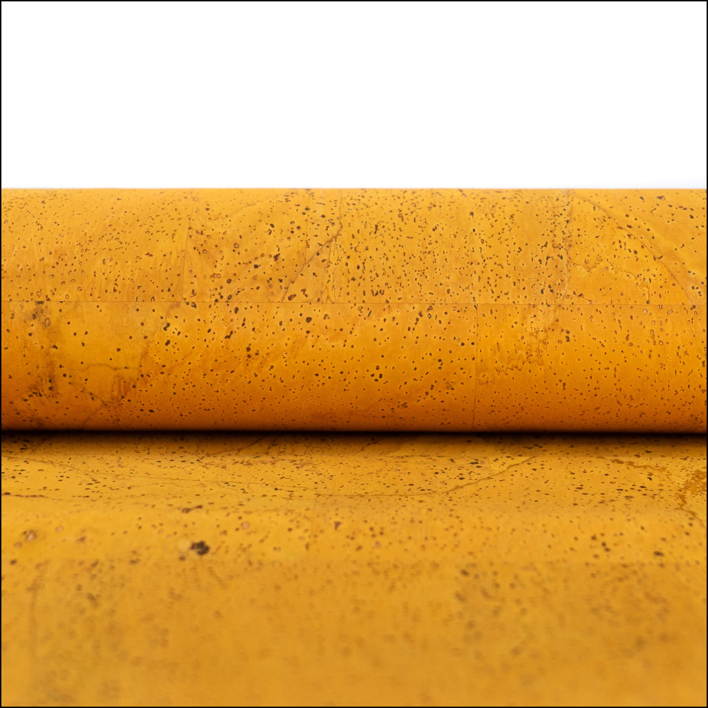 Yellow Solid Cork Fabric With Beige Backing 0.86Mm Thickness Cof - 528 - A Cork Fabric