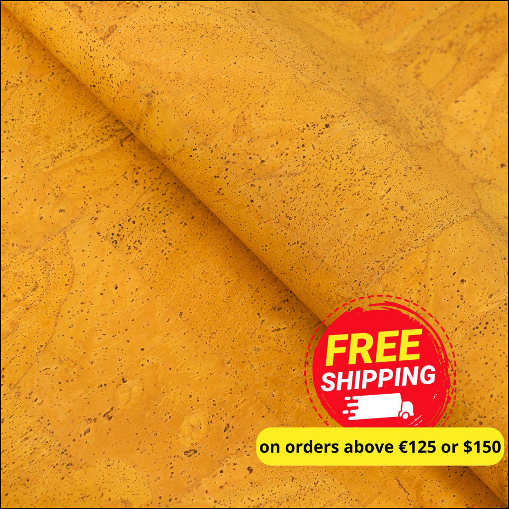 Yellow Solid Cork Fabric With Beige Backing 0.86Mm Thickness Cof - 528 - A Cork Fabric