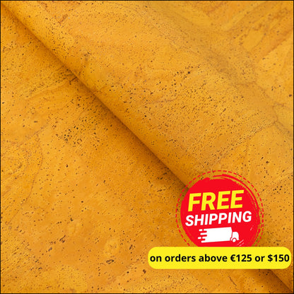 Yellow Solid Cork Fabric With Beige Backing 0.86Mm Thickness Cof - 528 - A Cork Fabric