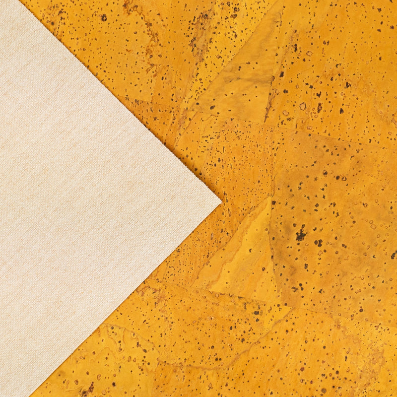 Yellow Solid Cork Fabric With Beige Backing 0.86Mm Thickness Cof - 528 - A Cork Fabric