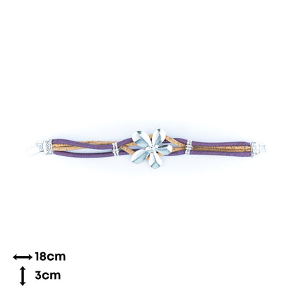 Natural Cork and flower Accessories Handmade Women's cork Bracelet BR-427-MIX-5