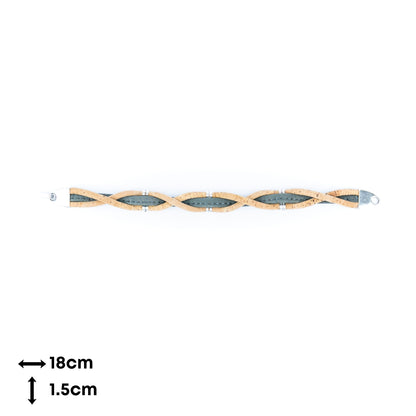 Natural cork and accessories Hand-woven cork bracelet for women BR-433-MIX-5