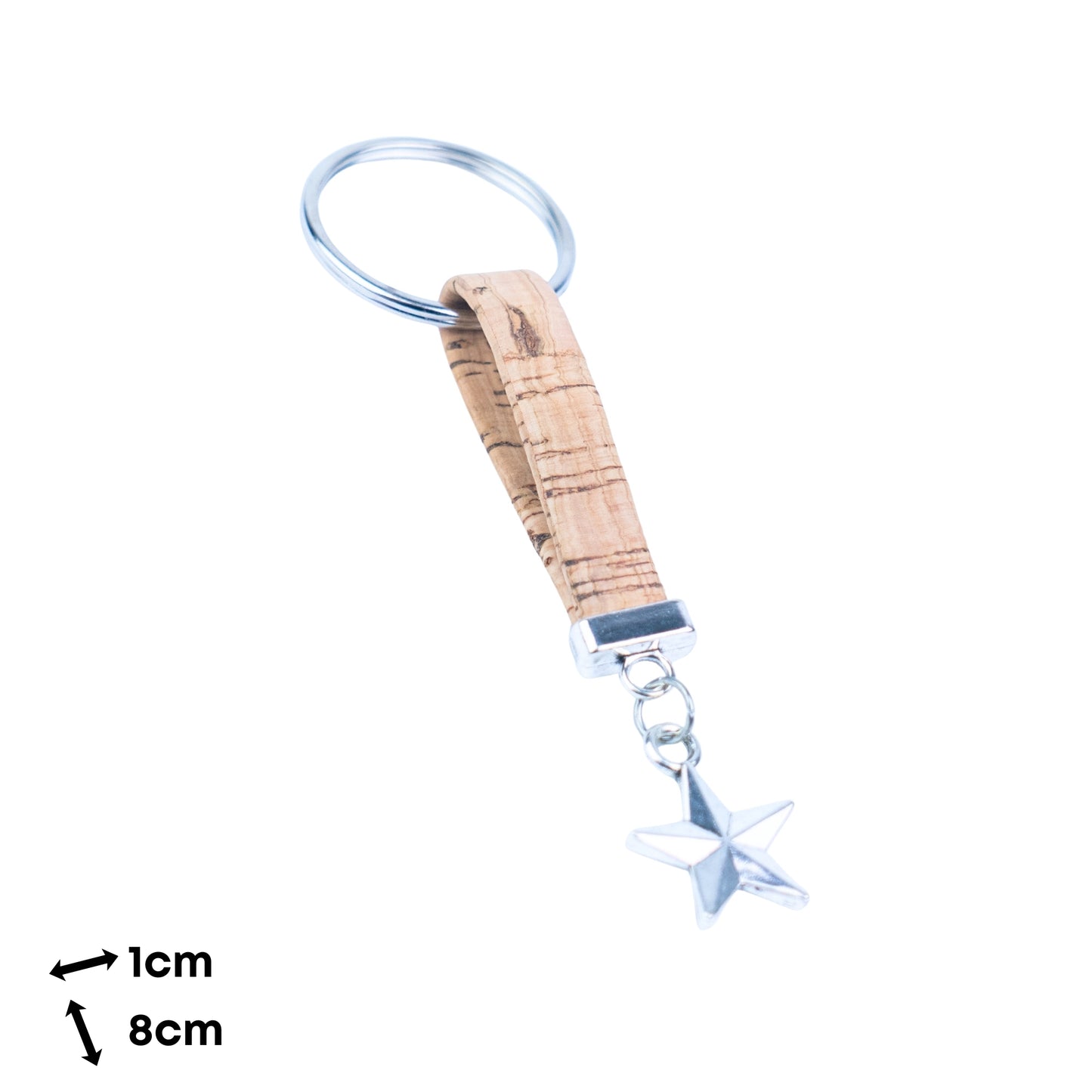 Portuguese Handmade Cork with a stylish alloy star charm Keychain - I-028-MIX-10 (new)
