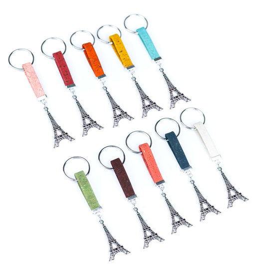 Cork Keychains with Eiffel Tower Pendant  I-056-MIX-10