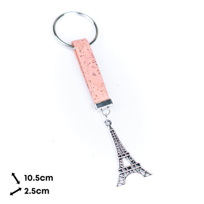 Cork Keychains with Eiffel Tower Pendant  I-056-MIX-10
