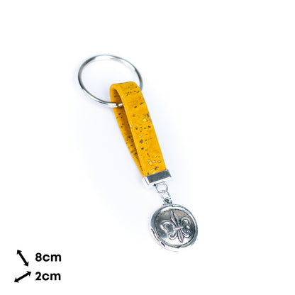 Handmade Cork Keychains with Fleur-de-lis Medallion Pendant  I-079-MIX-10