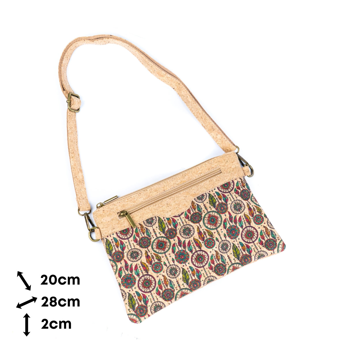 Printed Natural Cork Crossbody Bag & Clutch BAG-2396
