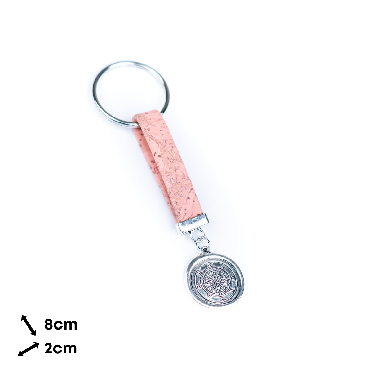 Handmade Cork Keychains with  Compass Medallion Pendant  I-115-MIX-10