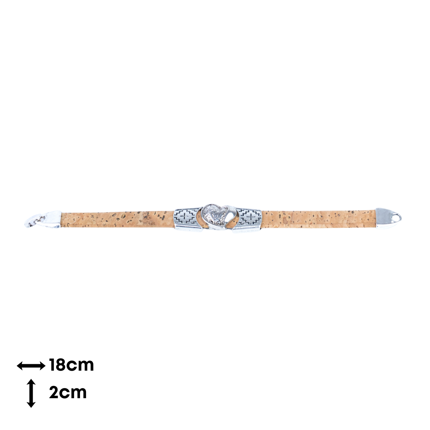 5pcs-Pack Cork Bracelet Set with Heart Charm – Unisex Natural Style BR-442-MIX-5