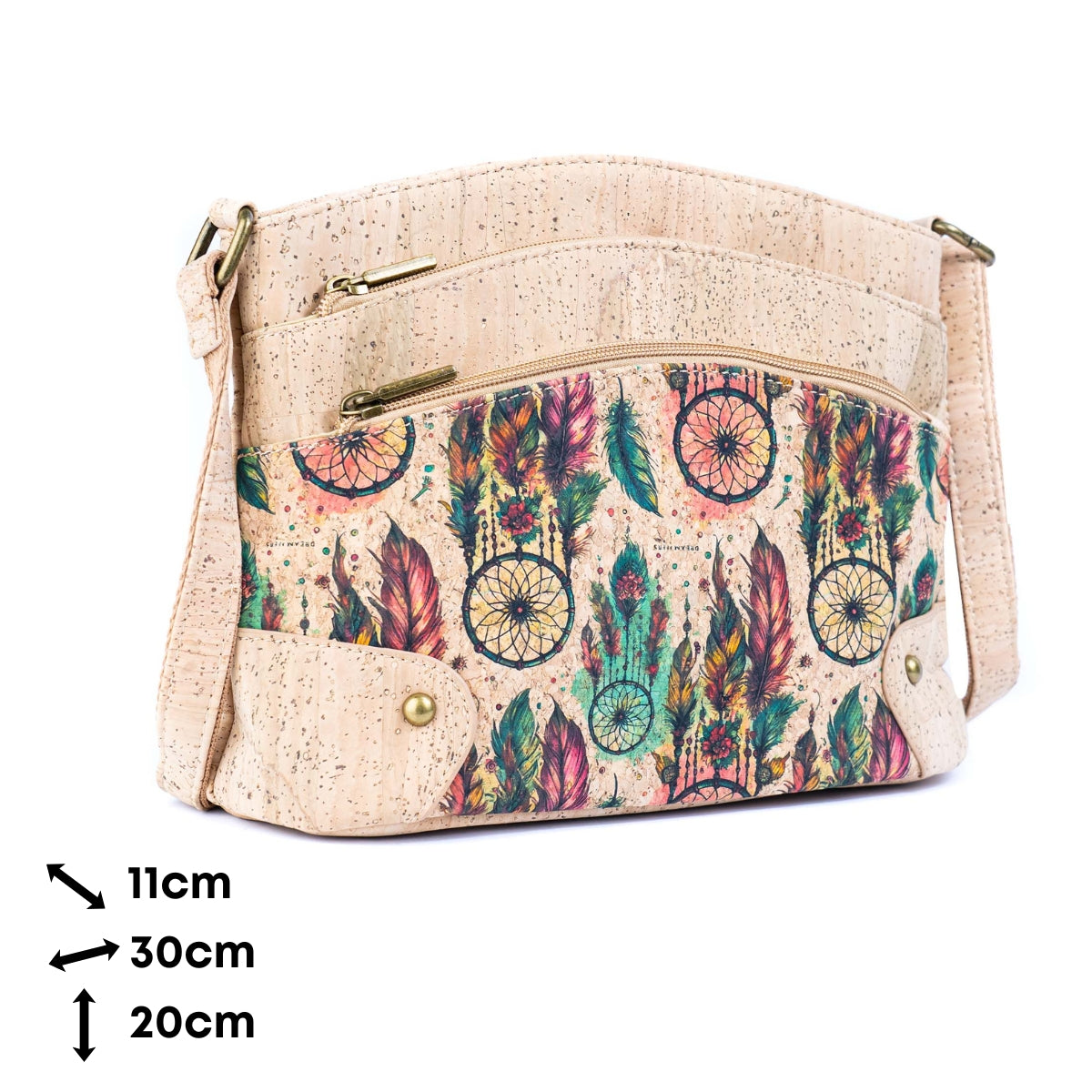 Multi-Pocket Cork Crossbody Bag with Adjustable Shoulder Strap BAG-2394