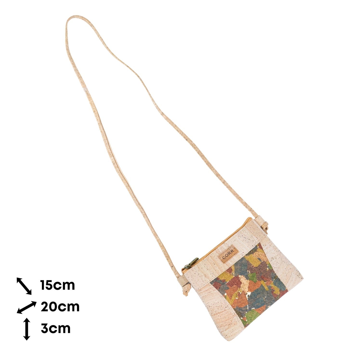 Premium Natural Cork Crossbody Bag with Colourful Front Panel BAGP-388