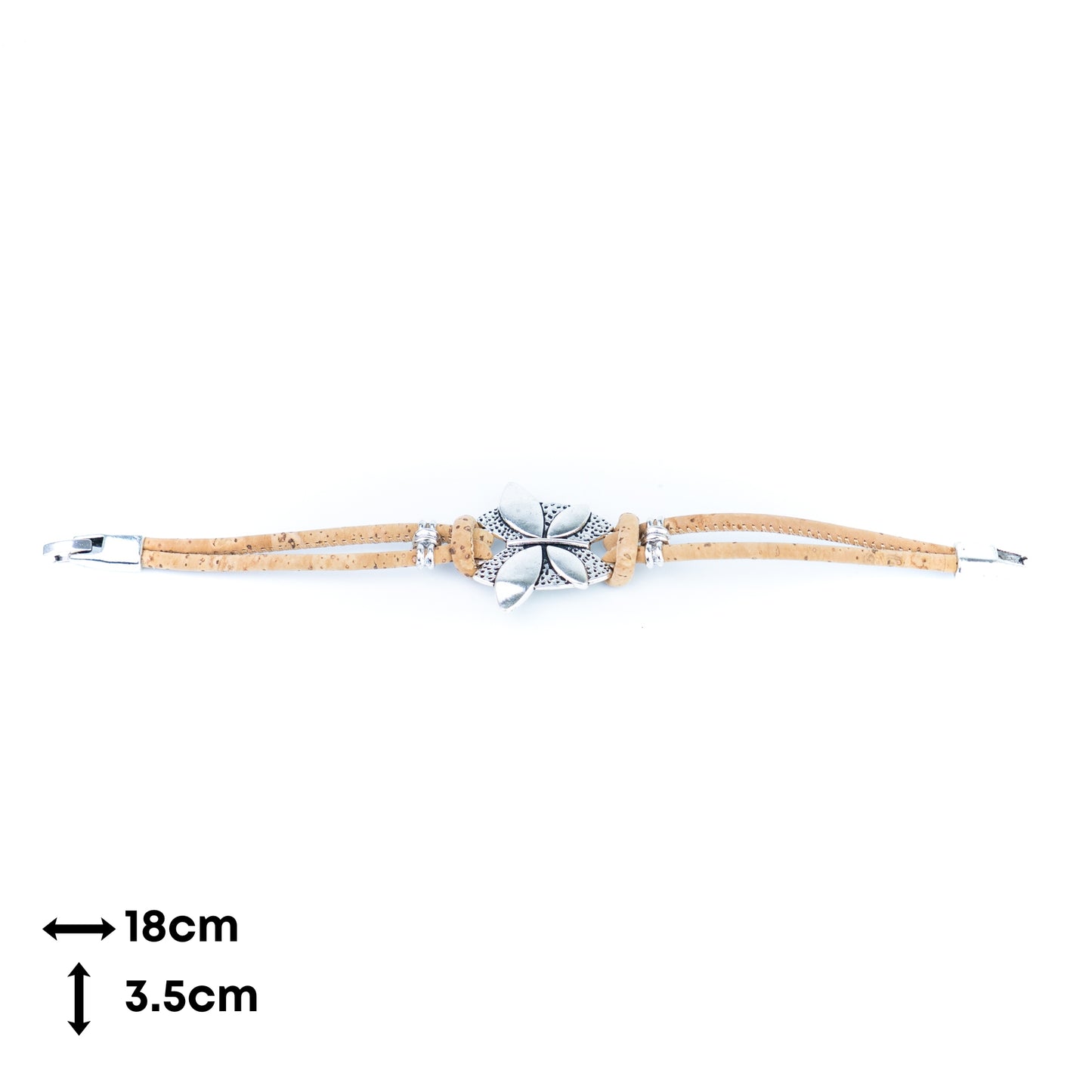 Natural Cork Bracelet with Silver-Tone Leaf Design  BR-535-A-5