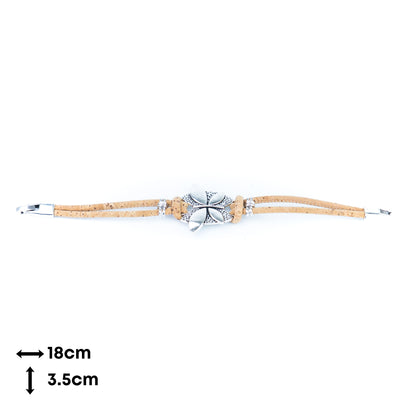 Natural Cork Bracelet with Silver-Tone Leaf Design  BR-535-A-5