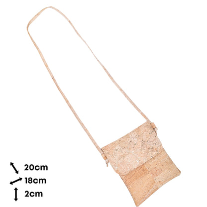 Eco-Friendly Cork Crossbody Bag with Flap Closure - Vegan Leather Shoulder Bag BAGP-344