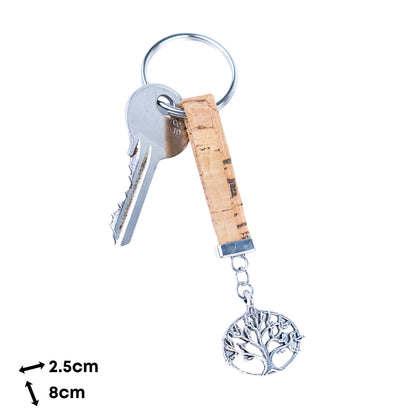 Portuguese Handmade Cork Keychains – Tree of Life Series (10-Pack Mixed Colors) I-006-MIX-10