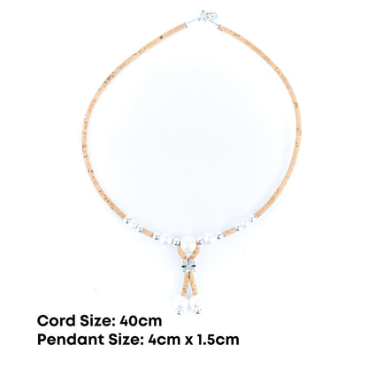 3mm natural color round cork wire handmade necklace NE-1045-MIX-5