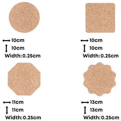 10units-Natural Cork Coasters  – Heat-Resistant Drink Mats L-1168-10