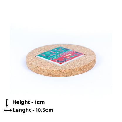 (5units)Vintage Cork and Ceramic Tile Coaster Cup Pad L-069