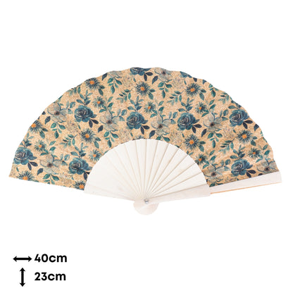 Cork Antique Wooden Folding Hand Fan  L-1197-12(12 Units)