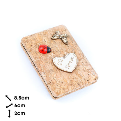 Decorative Cork Pocket Mirror with Wooden Ornaments L-1097A(12units)