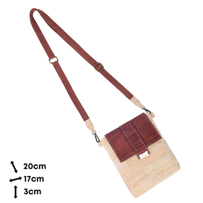 Natural Cork Crossbody Bag with Flap Closure — BAGP-380-C