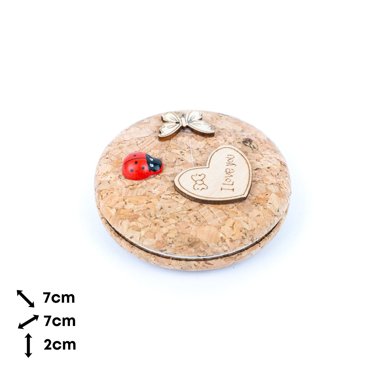Decorative Cork Pocket Mirror with Wooden Ornaments L-1097B(12units)