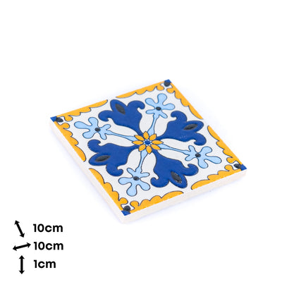 Elegant Portuguese Tile-Inspired Ceramic & Cork Coasters - Set of 8 L-1099