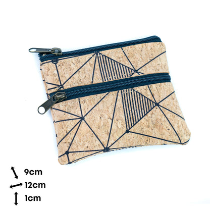 5pcs | Natural Cork Double-Zip Coin Purse BAGP-381