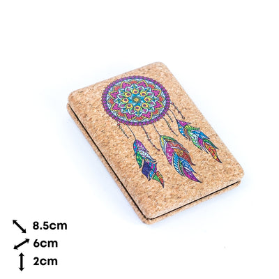 Rectangular Cork Compact Mirror - Dreamcatcher Design (12-Pack) L-1152-MIX-12