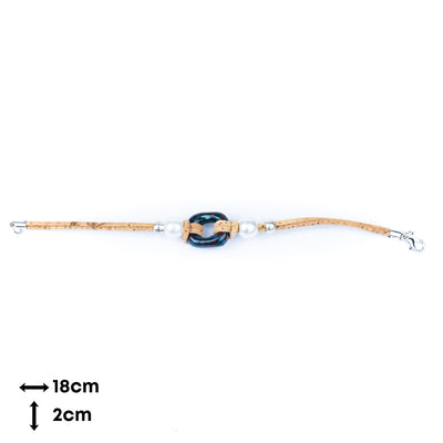 Handmade Cork Bracelet with Ceramic Ring BR-416-MIX-4
