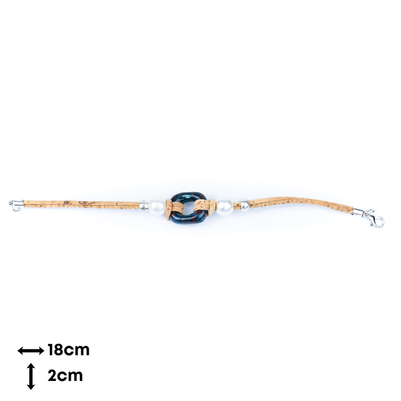 Handmade Cork Bracelet with Ceramic Ring BR-416-MIX-4