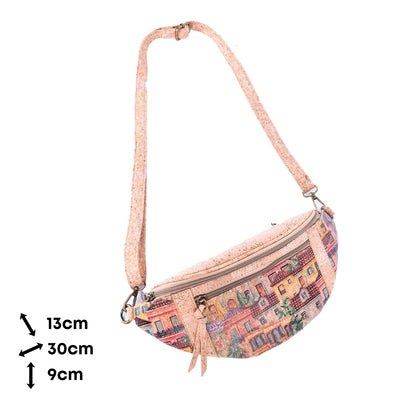 Eco-Friendly Natural Cork Fanny Pack Bag with Adjustable Strap and Printed Patterns BAGD-220