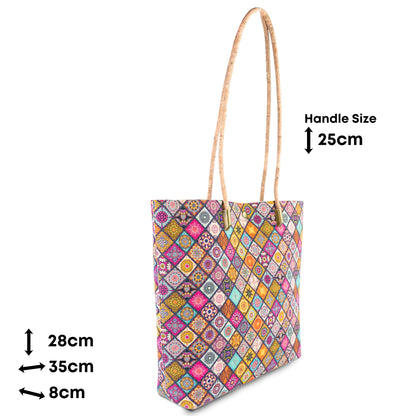 Cork Kaleidoscope Tote Bag with Zip Pouch — BAG-2412