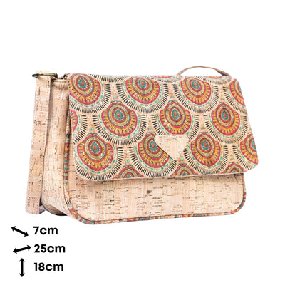 Flash Sale Women's Printed Cork Crossbody Bag with Triangle Accent BAGF-090