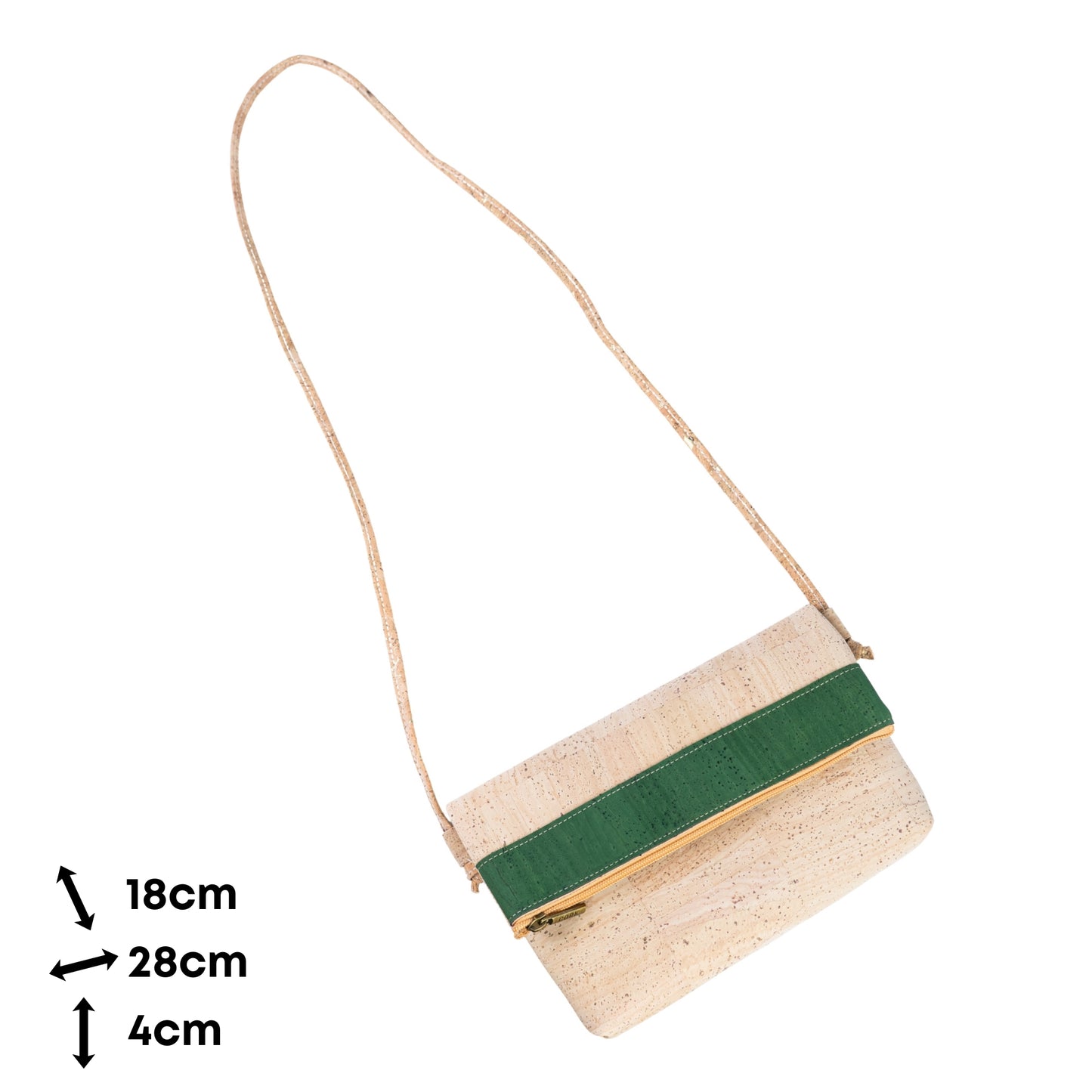 Cork Crossbody Bag with Zipper - Vegan Shoulder Bag BAGP-355