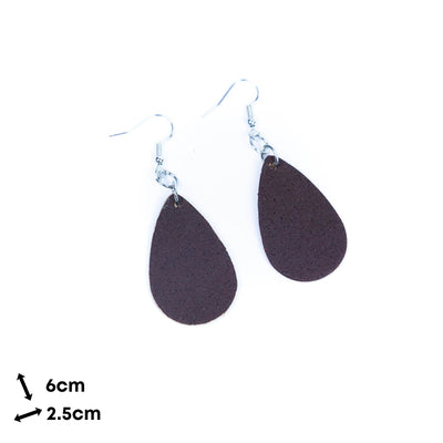Women's fashion earrings handmade in brown color cork fabric-ER-192-5