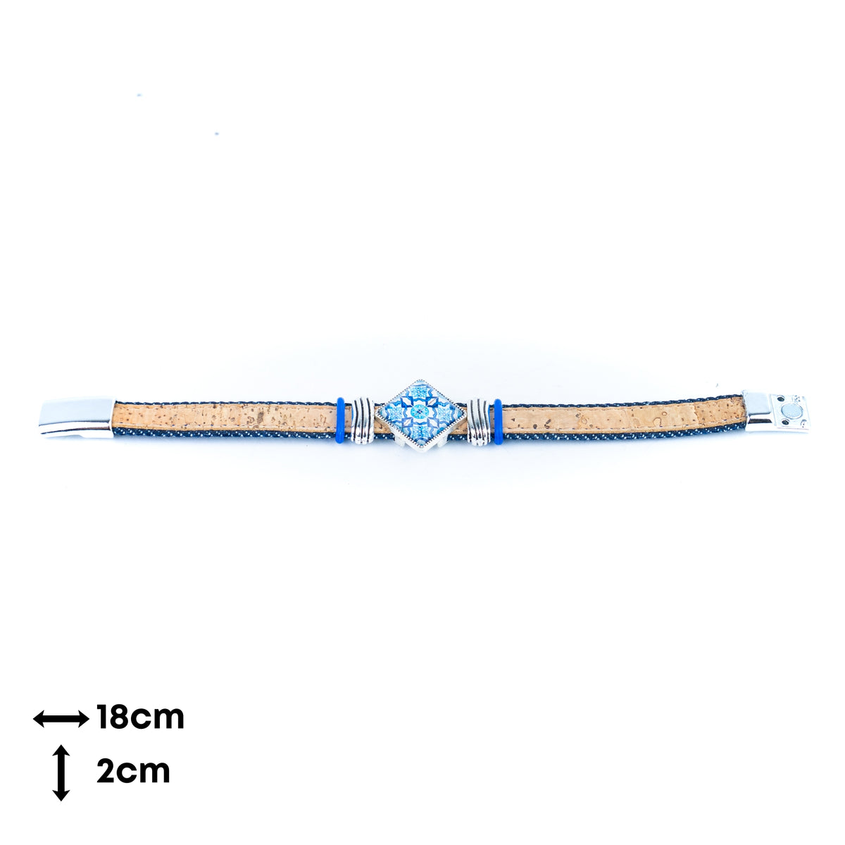 Portuguese Tile Cork Bracelet – Unisex Magnetic Clasp  DBR-064-MIX-5