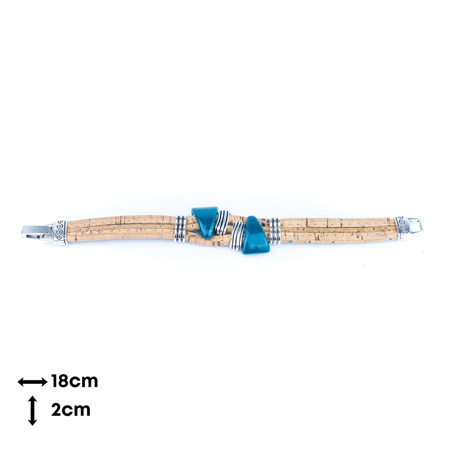Portuguese Handmade Cork Bracelet with Ceramic Beads &amp; Antique Silver Alloy Spacers BR-529-MIX-5