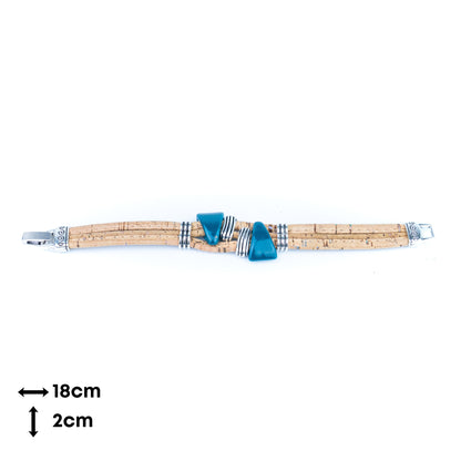 Portuguese Handmade Cork Bracelet with Ceramic Beads &amp; Antique Silver Alloy Spacers BR-529-MIX-5