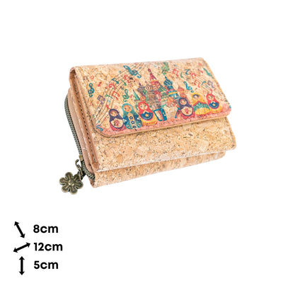 Women's Cork Wallet with City Landmarks Print BAGF-093