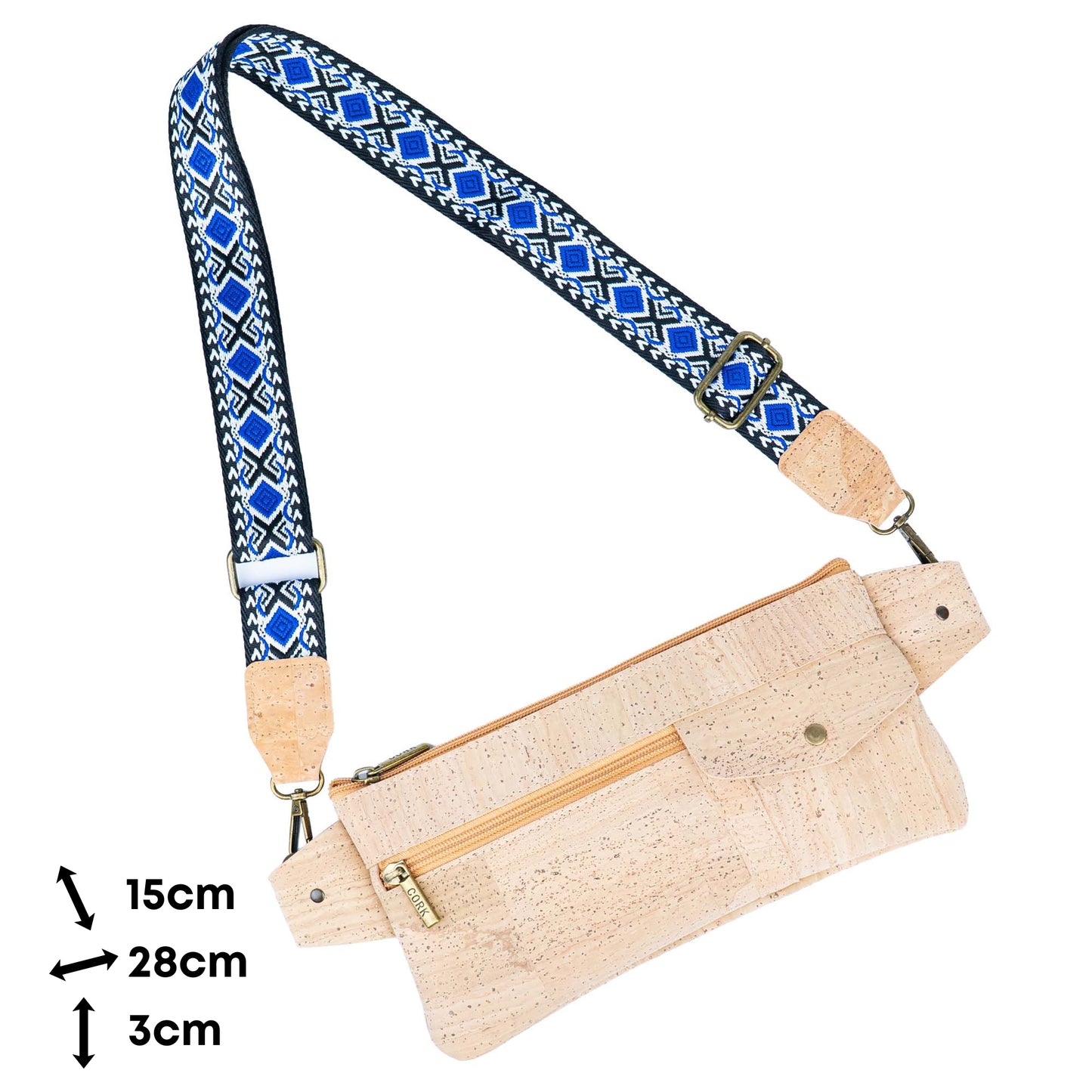 Cork Belt Bag with Interchangeable Strap - Vegan Leather Fanny Pack BAGP350A