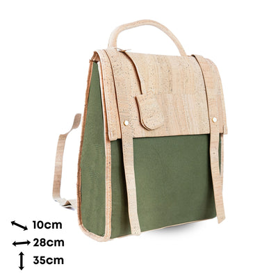 Eco-Friendly Cork and Green Canvas Backpack for Women BAG-2317