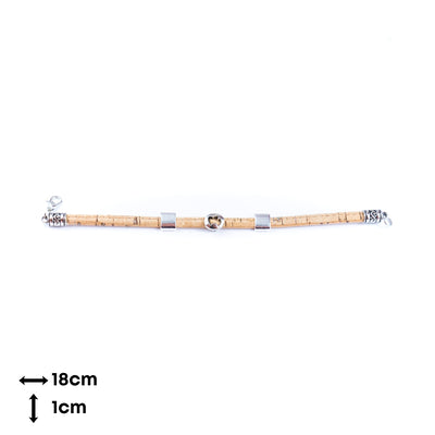 5mm flat Colored cork line and alloy hardware handmade women's bracelet BR-110-MIX-5