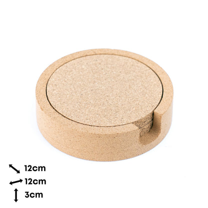 Natural Cork Coaster Set with Storage Tray L-1079